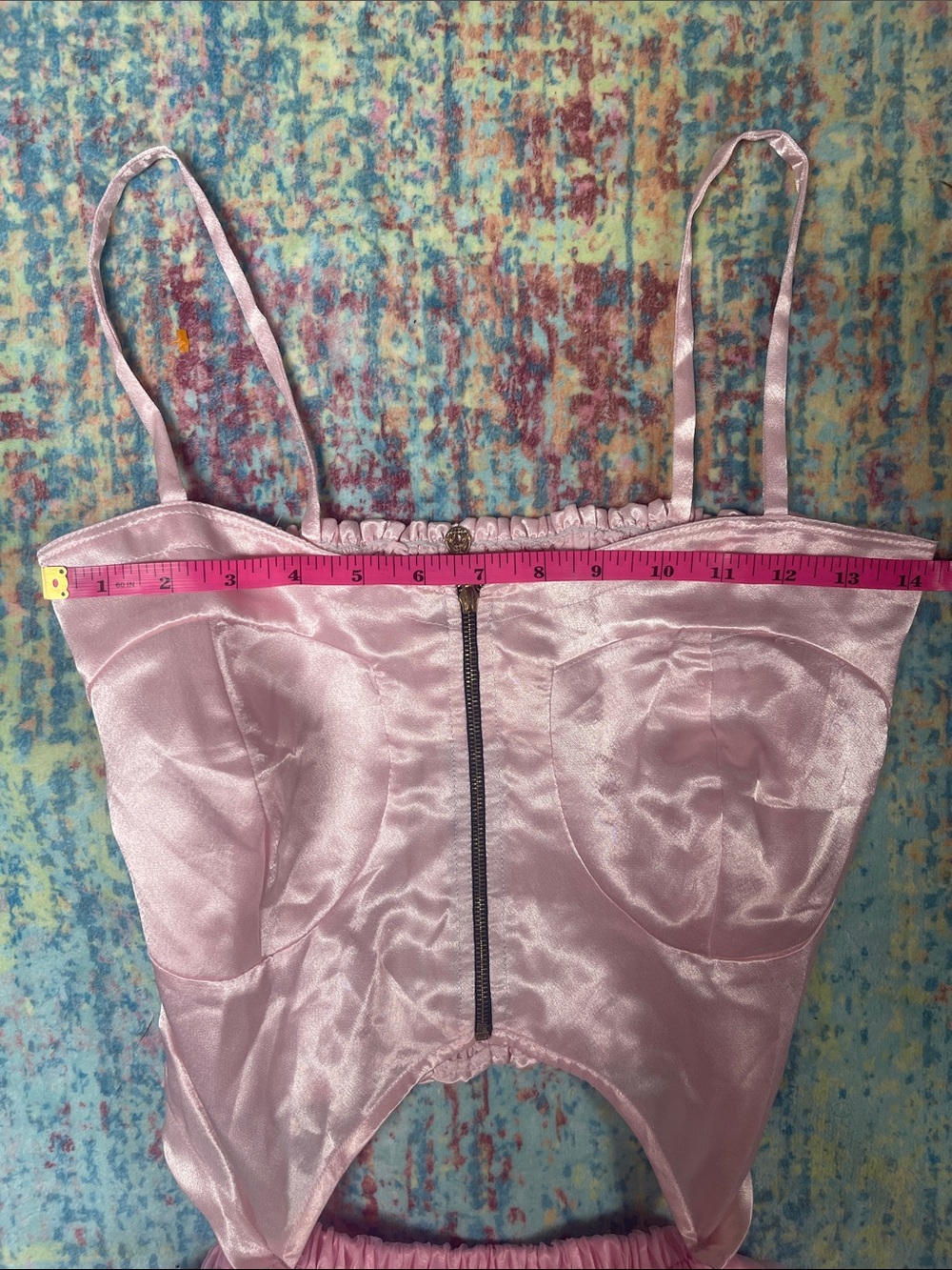 Pink Satin Cutout Two-Piece Dress Set - Picture 4 of 7